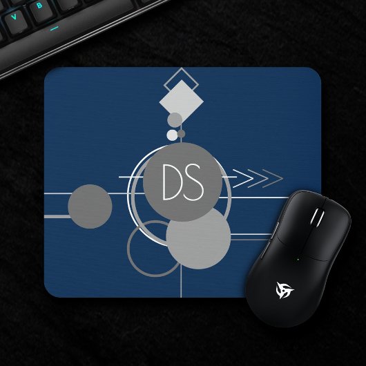 Tattoos Line Art | Abstracte Navy Blue Grey Custom Muismat