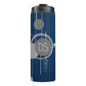 Tattoos Line Art | Abstracte Navy Blue Grey Custom Thermosbeker (Voorkant)