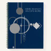 Tattoos Line Art | Navy Blue Grey Favoriete Recept Notitieboek (Voorkant)