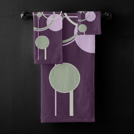 Tattoos Linework | Boheems Paarse groene Abstract Bad Handdoek