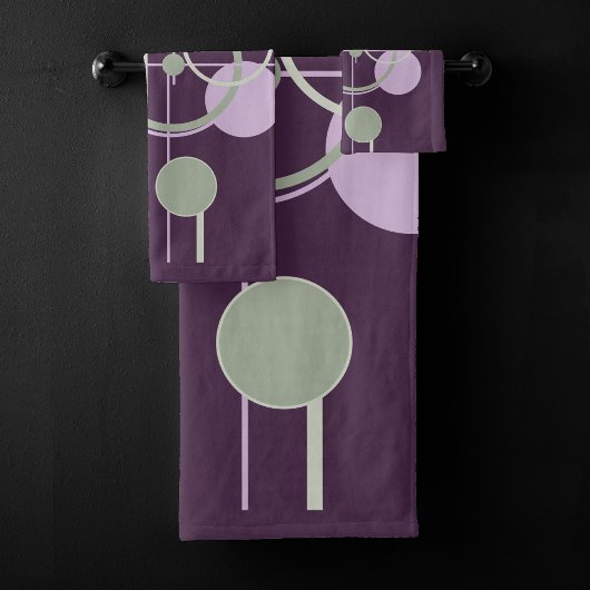 Tattoos Linework | Boheems Paarse groene Abstract Bad Handdoek