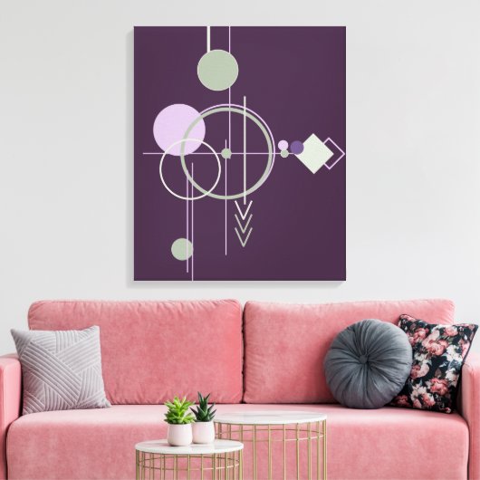 Tattoos Linework | Boheems Paarse groene Abstract Canvas Afdruk (Insitu (Woonkamer))