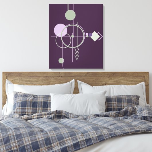 Tattoos Linework | Boheems Paarse groene Abstract Canvas Afdruk (Insitu (Slaapkamer))