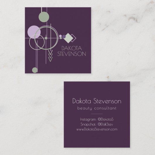 Tattoos Linework | Boheems Paarse groene Abstract Contactkaartje (Voorkant / Achterkant)