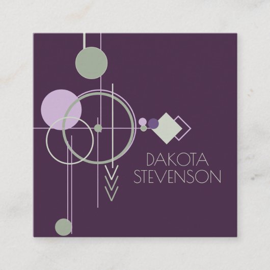 Tattoos Linework | Boheems Paarse groene Abstract Contactkaartje (Voorkant)