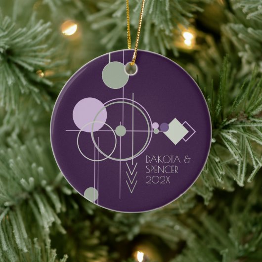 Tattoos Linework | Boheems Paarse groene Abstract Keramisch Ornament (Boom)