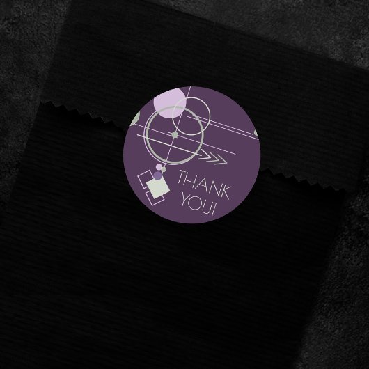 Tattoos Linework | Boheemse Paarse Groen Dank u Ronde Sticker