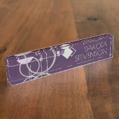 Tattoos Linework | Boheemse Paarse groene branding Naambordje (Zijkant)