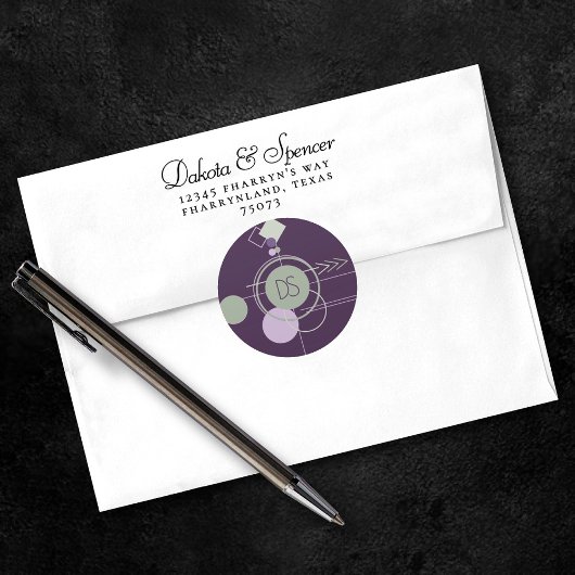 Tattoos Linework | Boheemse Paarse Groene Custom Ronde Sticker