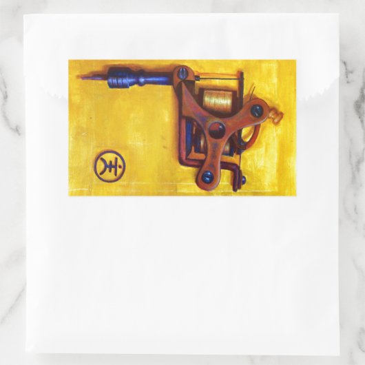  Tattoos machine (geel) Rechthoekige Sticker (Tas)