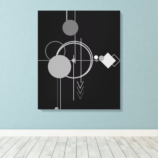 Tattoos Moderne Art Deco | monochroom minimalisme Canvas Afdruk (Insitu (Houten vloer))