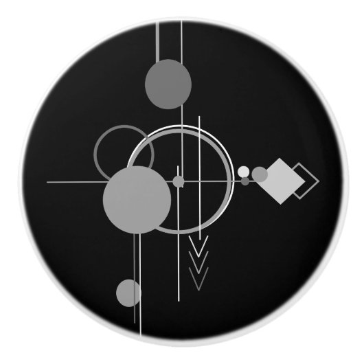 Tattoos Moderne Art Deco | monochroom minimalisme Keramische Knop (Voorkant)