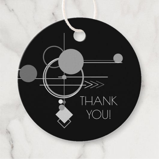 Tattoos Moderne Art Deco | Zwart en grijs bedankt Bedankjes Labels (Voorkant)