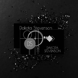 Tattoos Moderne Art Deco | Zwart en grijs brandmer Contactkaartje