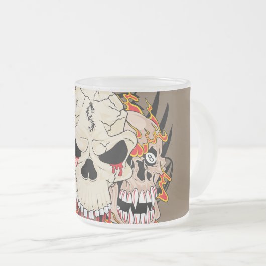 Tattoos schedel acht Frosted Glass Coffee Mok Cup (Voorkant rechts)