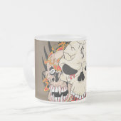 Tattoos schedel acht Frosted Glass Coffee Mok Cup (Voorkant links)