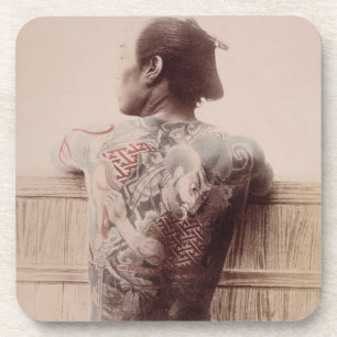 Tattoos van de Japanse Bridegroom, c.1880 (foto) Bier Onderzetter