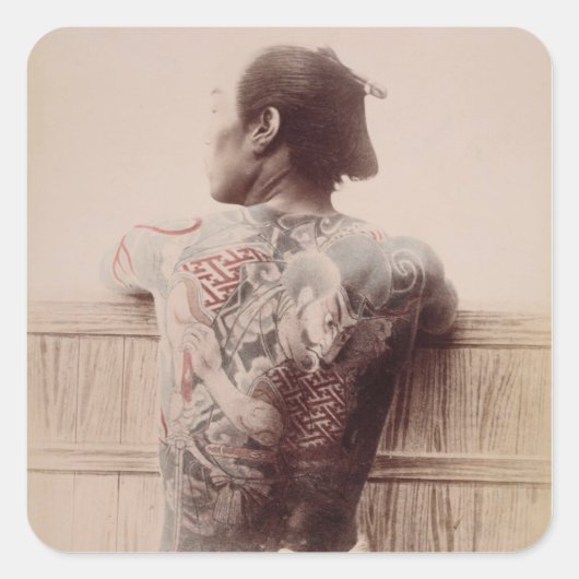 Tattoos van de Japanse Bridegroom, c.1880 (foto) Vierkante Sticker (Voorkant)