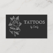 Tattoos van Jouw naam Eenvoudig zwart-wit elegant Visitekaartje (Voorkant)