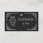 Tattoos van Jouw naam Eenvoudig zwart-wit modern Visitekaartje (Voorkant)