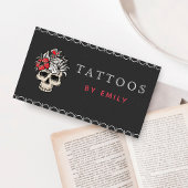 Tattoos van Jouw naam Floral Skull & Butterfly Coo Visitekaartje