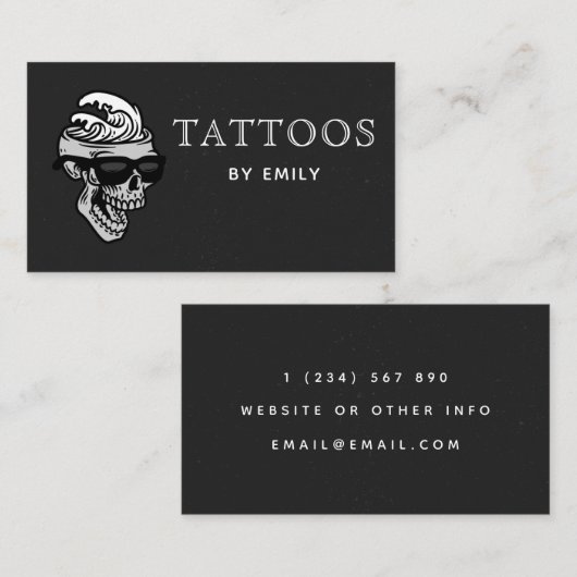 Tattoos van Jouw naam Funky Skull in Zonnebril Fun Visitekaartje (Voorkant / Achterkant)