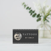 Tattoos van Jouw naam Skull & Leaf Planten Creativ Visitekaartje (Staand voorkant)