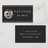 Tattoos van Jouw naam Skull & Leaf Planten Creativ Visitekaartje (Voorkant / Achterkant)