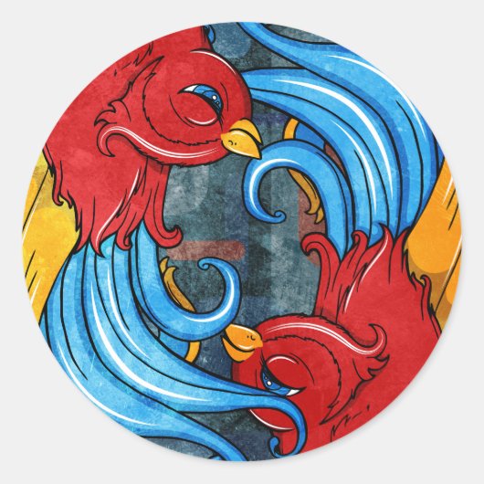 Tattoos vogels ronde sticker (Voorkant)