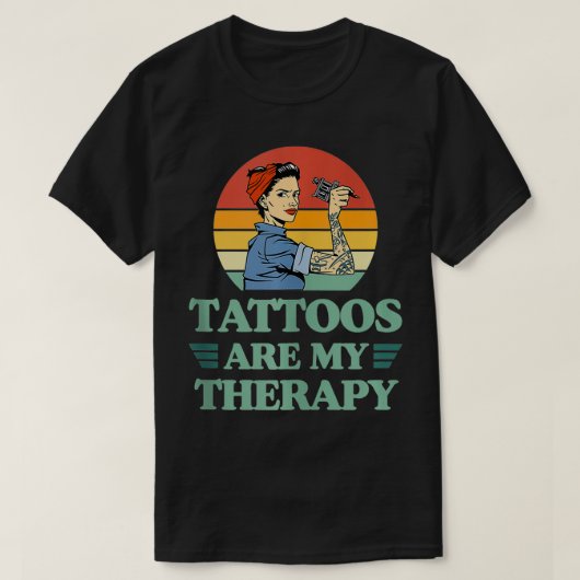 Tattoos zijn mijn  Retro  Stijl Ink Pistool T-shirt (Design voorkant)