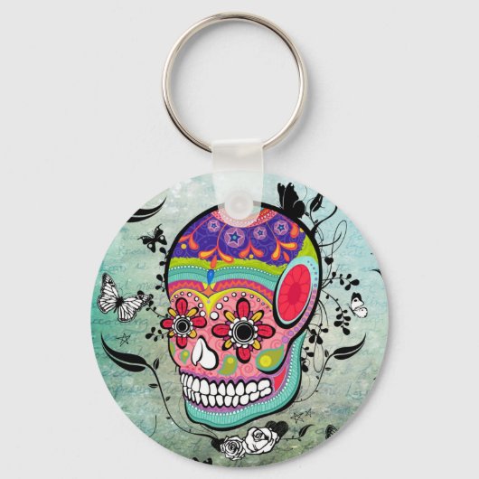 Tattto Urban Muerte Day of the Dead Illustration Sleutelhanger (Voorkant)