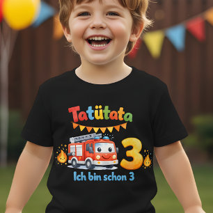 Tatütata brandweerauto 3e verjaardag T-shirt voor 