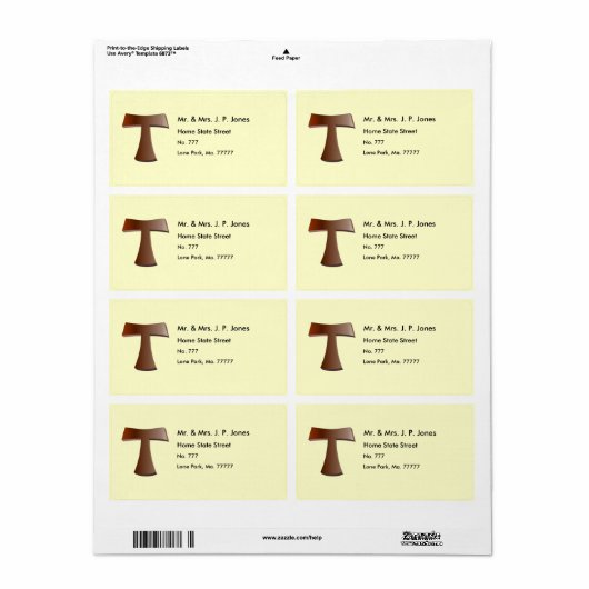 Tau Cross Adresetiketten Etiket (Full Sheet)
