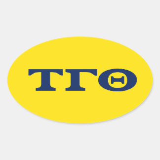 Tau Gamma Theta Ovale Stickers - blauw op geel