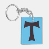 Tau-kruis Franciscaner geloofssymbool kunst Sleutelhanger (Voorkant Links)