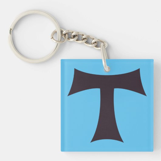 Tau-kruis Franciscaner geloofssymbool kunst Sleutelhanger (Voorkant)