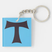 Tau-kruis Franciscaner geloofssymbool kunst Sleutelhanger (Achterkant)