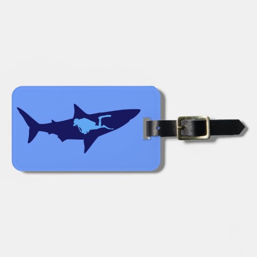Taucher Hai diver shark Bagagelabel (Voorkant horizontaal)