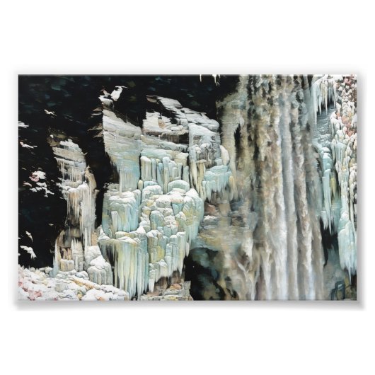 Taughannock Falls in de Winter Foto Afdruk (Voorkant)