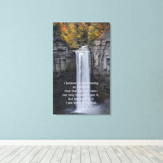 Taughannock Herfsten, Ulysses, NY Canvas Afdruk (Insitu (Houten vloer))
