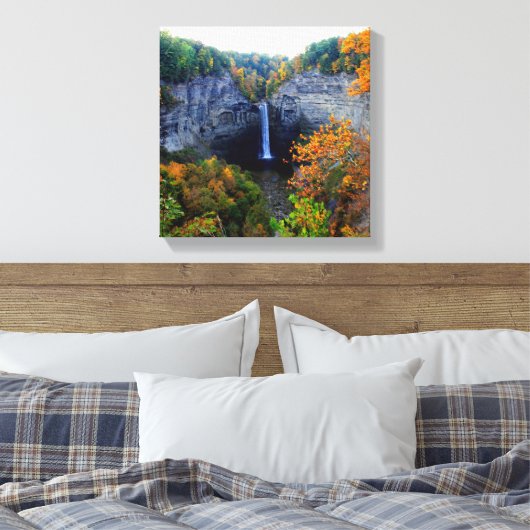 Taughannock Herfsten Ulysses, NY Canvas Afdruk (Insitu (Slaapkamer))