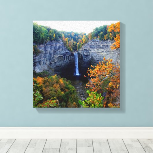 Taughannock Herfsten Ulysses, NY Canvas Afdruk (Insitu (Houten vloer))