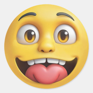 Taunting 3D Geel Emoji Ronde Sticker