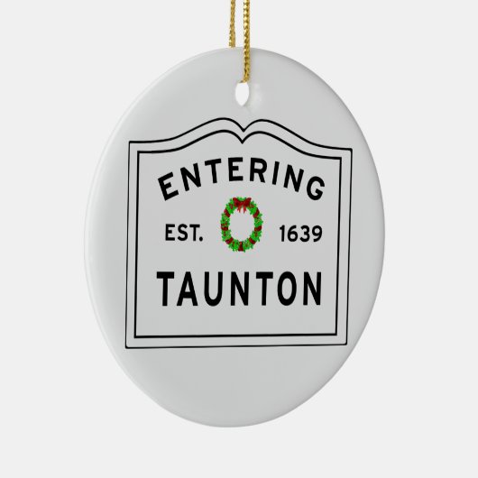 Taunton, MA Holiday Wreated Ceramic Ornament (Rechts)