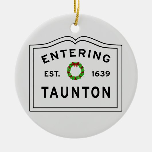 Taunton, MA Holiday Wreated Ceramic Ornament (Voorkant)