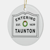 Taunton, MA Holiday Wreated Ceramic Ornament (Links)