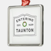Taunton, MA Holiday Wreated Ceramic Ornament (Links)