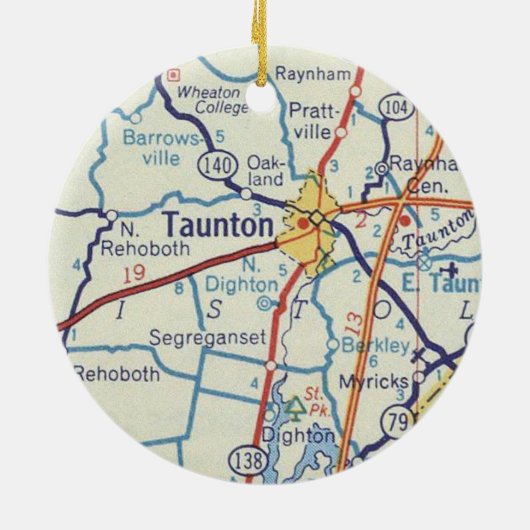 Taunton MA  Map Keramisch Ornament (Achterkant)