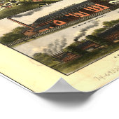 Taunton Massachusetts 1875 Antiek Panorama Poster (Hoek)