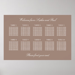 Taupe 10 Tafel Bruiloftstoelindeling Poster